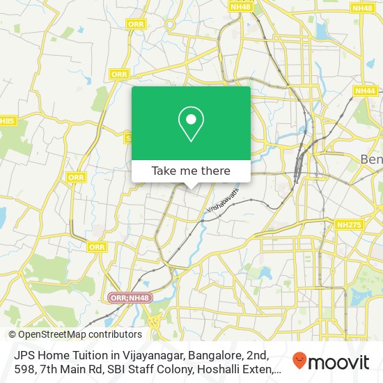 JPS Home Tuition in Vijayanagar, Bangalore, 2nd, 598, 7th Main Rd, SBI Staff Colony, Hoshalli Exten map