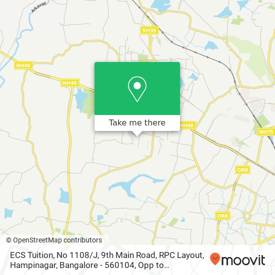 ECS Tuition, No 1108 / J, 9th Main Road, RPC Layout, Hampinagar, Bangalore - 560104, Opp to Hampinaga map