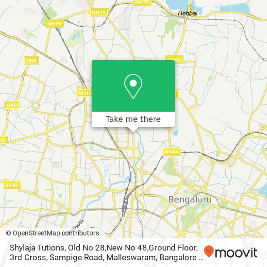 Shylaja Tutions, Old No 28,New No 48,Ground Floor, 3rd Cross, Sampige Road, Malleswaram, Bangalore map