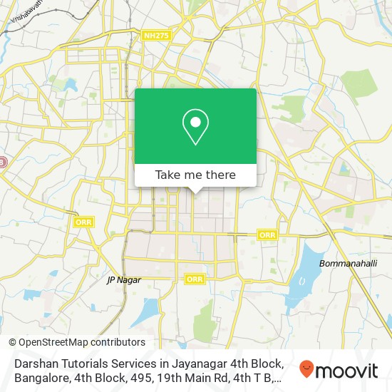 Darshan Tutorials Services in Jayanagar 4th Block, Bangalore, 4th Block, 495, 19th Main Rd, 4th T B map