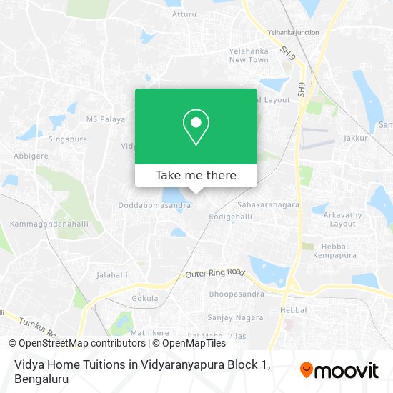 Vidya Home Tuitions in Vidyaranyapura Block 1 map