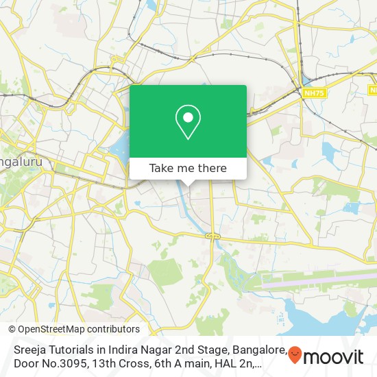 Sreeja Tutorials in Indira Nagar 2nd Stage, Bangalore, Door No.3095, 13th Cross, 6th A main, HAL 2n map
