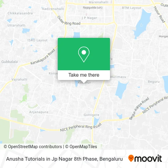 Anusha Tutorials in Jp Nagar 8th Phase map
