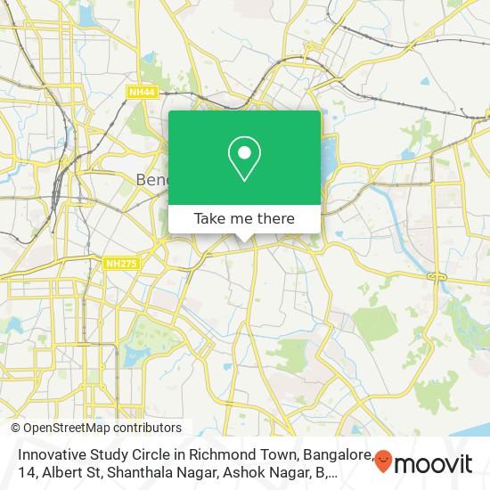Innovative Study Circle in Richmond Town, Bangalore, 14, Albert St, Shanthala Nagar, Ashok Nagar, B map