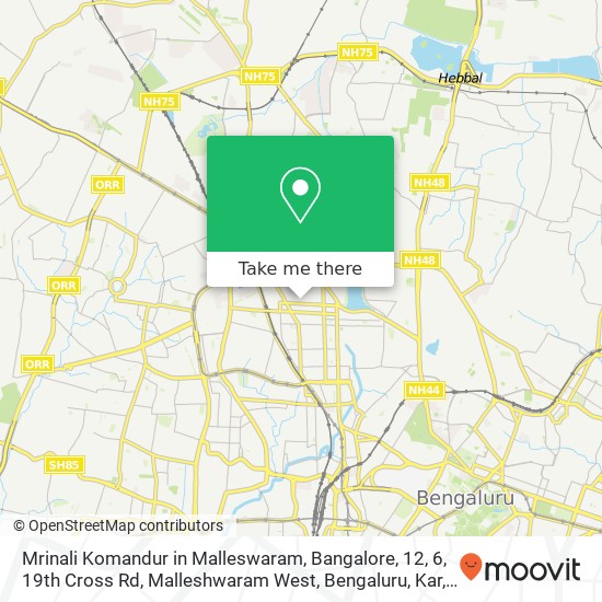 Mrinali Komandur in Malleswaram, Bangalore, 12, 6, 19th Cross Rd, Malleshwaram West, Bengaluru, Kar map