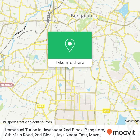 Immanuel Tution in Jayanagar 2nd Block, Bangalore, 8th Main Road, 2nd Block, Jaya Nagar East, Maval map