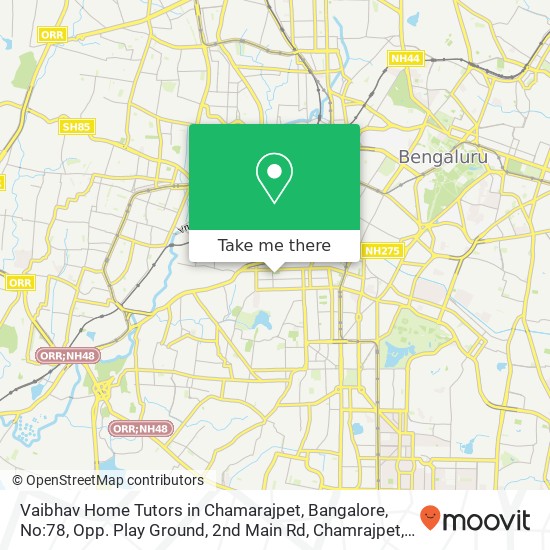 Vaibhav Home Tutors in Chamarajpet, Bangalore, No:78, Opp. Play Ground, 2nd Main Rd, Chamrajpet, Be map