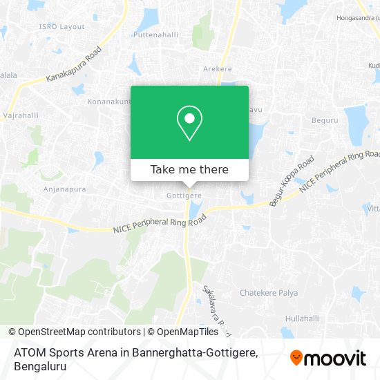 ATOM Sports Arena in Bannerghatta-Gottigere map