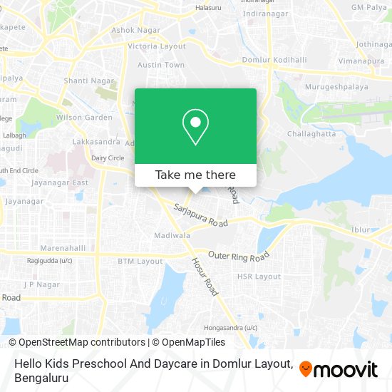 Hello Kids Preschool And Daycare in Domlur Layout map