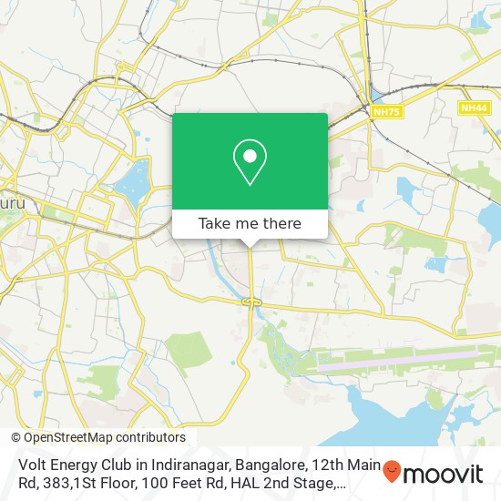 Volt Energy Club in Indiranagar, Bangalore, 12th Main Rd, 383,1St Floor, 100 Feet Rd, HAL 2nd Stage map