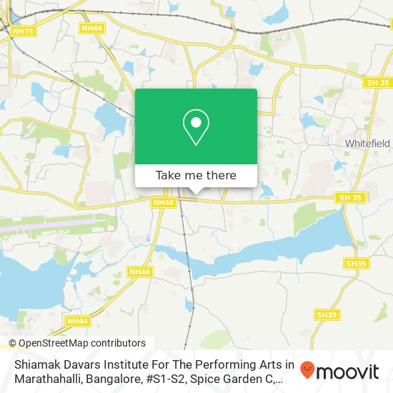 Shiamak Davars Institute For The Performing Arts in Marathahalli, Bangalore, #S1-S2, Spice Garden C map