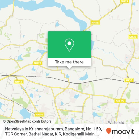 Natyalaya in Krishnarajapuram, Bangalore, No: 159, TGR Corner, Bethel Nagar, K R, Kodigehalli Main map