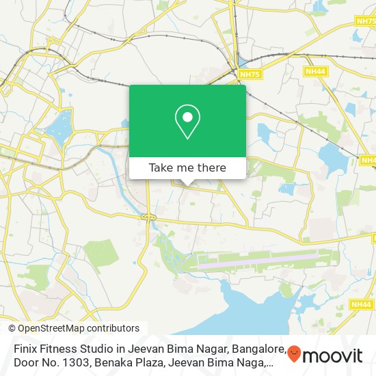 Finix Fitness Studio in Jeevan Bima Nagar, Bangalore, Door No. 1303, Benaka Plaza, Jeevan Bima Naga map