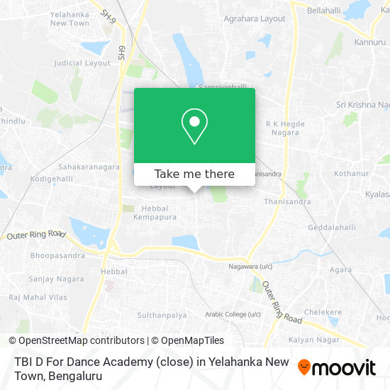 TBI D For Dance Academy (close) in Yelahanka New Town map