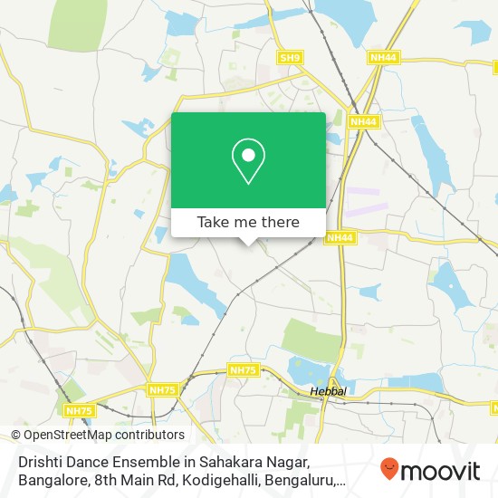 Drishti Dance Ensemble in Sahakara Nagar, Bangalore, 8th Main Rd, Kodigehalli, Bengaluru, Karnataka map