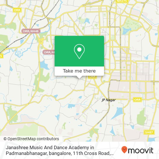 Janashree Music And Dance Academy in Padmanabhanagar, bangalore, 11th Cross Road, C.A.6, 15th Main map