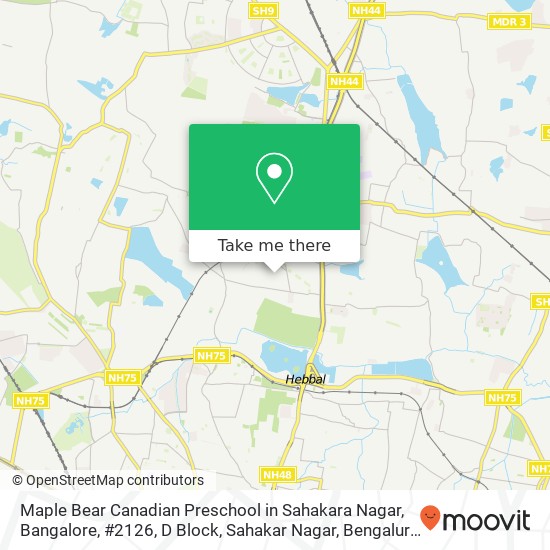 Maple Bear Canadian Preschool in Sahakara Nagar, Bangalore, #2126, D Block, Sahakar Nagar, Bengalur map