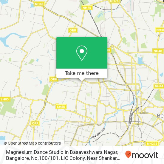 Magnesium Dance Studio in Basaveshwara Nagar, Bangalore, No.100 / 101, LIC Colony, Near Shankar Mutt, map