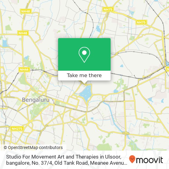 Studio For Movement Art and Therapies in Ulsoor, bangalore, No. 37 / 4, Old Tank Road, Meanee Avenue, map