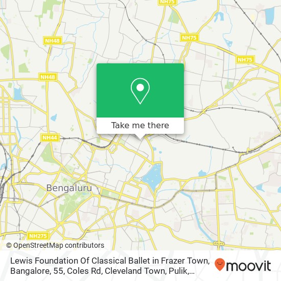Lewis Foundation Of Classical Ballet in Frazer Town, Bangalore, 55, Coles Rd, Cleveland Town, Pulik map