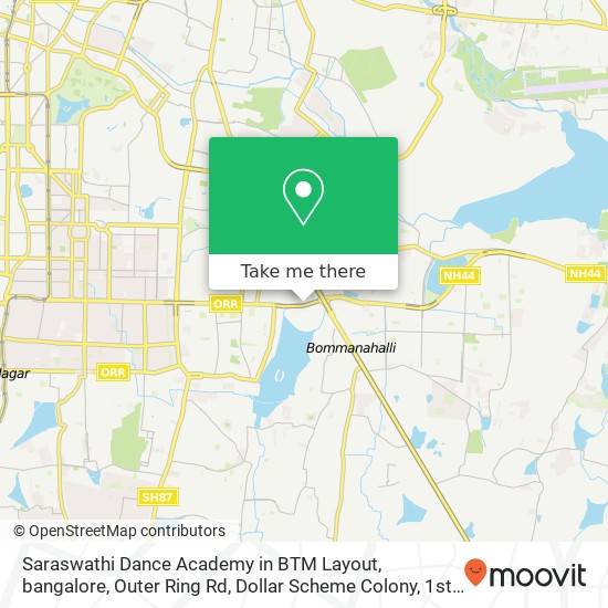 Saraswathi Dance Academy in BTM Layout, bangalore, Outer Ring Rd, Dollar Scheme Colony, 1st Stage, map