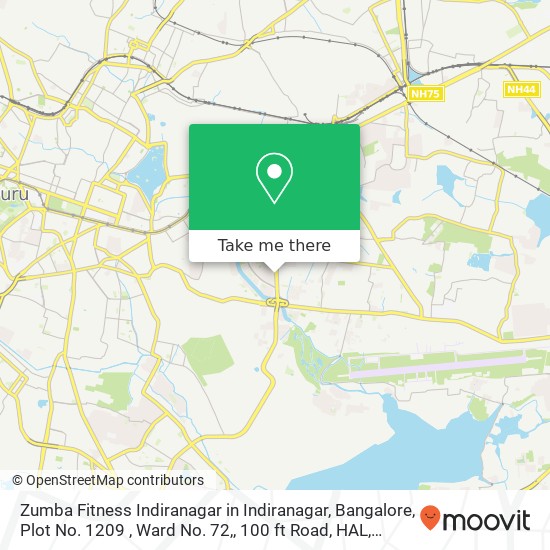 Zumba Fitness Indiranagar in Indiranagar, Bangalore, Plot No. 1209 , Ward No. 72,, 100 ft Road, HAL map