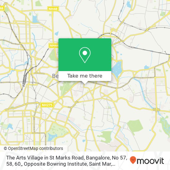 The Arts Village in St Marks Road, Bangalore, No 57, 58, 60,, Opposite Bowring Institute, Saint Mar map
