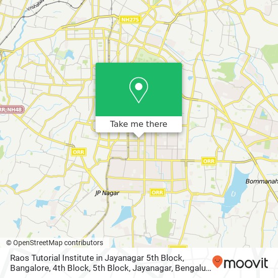 Raos Tutorial Institute in Jayanagar 5th Block, Bangalore, 4th Block, 5th Block, Jayanagar, Bengalu map