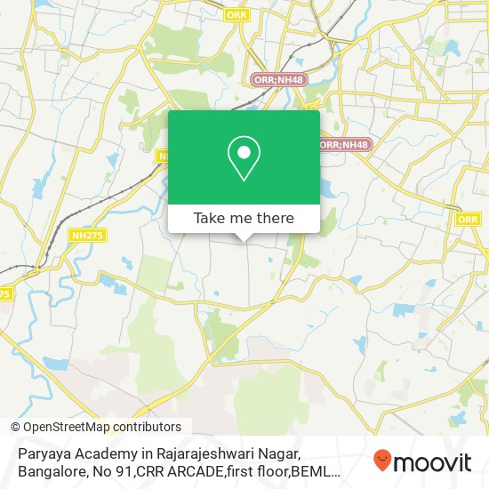 Paryaya Academy in Rajarajeshwari Nagar, Bangalore, No 91,CRR ARCADE,first floor,BEML LAYOUT 4TH ST map