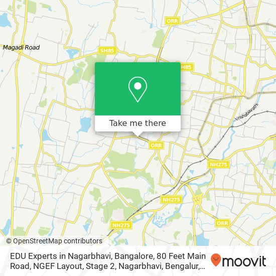 EDU Experts in Nagarbhavi, Bangalore, 80 Feet Main Road, NGEF Layout, Stage 2, Nagarbhavi, Bengalur map