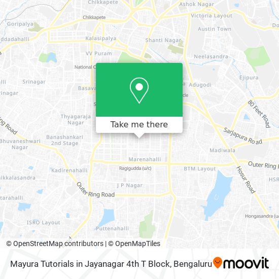 Mayura Tutorials in Jayanagar 4th T Block map