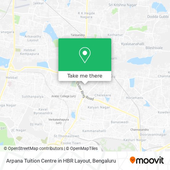 Arpana Tuition Centre in HBR Layout map