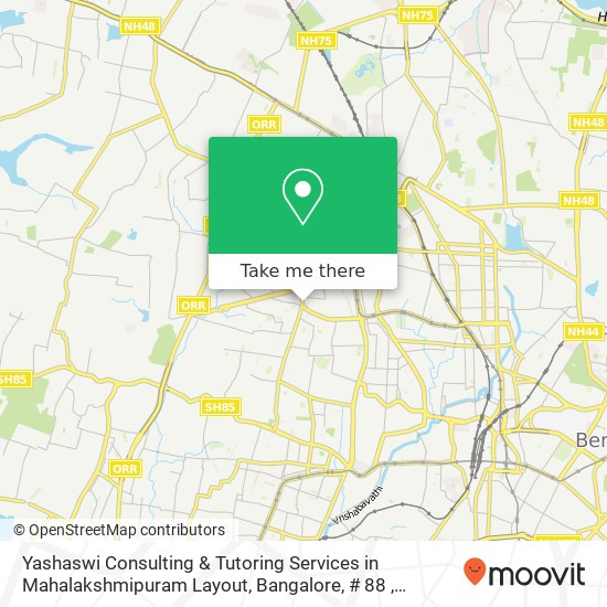 Yashaswi Consulting & Tutoring Services in Mahalakshmipuram Layout, Bangalore, # 88 , Shankarmutt C map