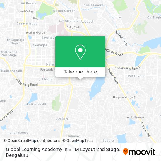 Global Learning Academy in BTM Layout 2nd Stage map