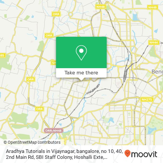 Aradhya Tutorials in Vijaynagar, bangalore, no 10, 40, 2nd Main Rd, SBI Staff Colony, Hoshalli Exte map