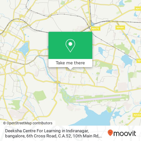 Deeksha Centre For Learning in Indiranagar, bangalore, 6th Cross Road, C.A.52, 10th Main Rd, HAL 3r map