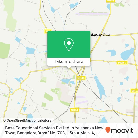 Base Educational Services Pvt Ltd in Yelahanka New Town, Bangalore, 'Arya ' No. 708, 15th A Main, A map