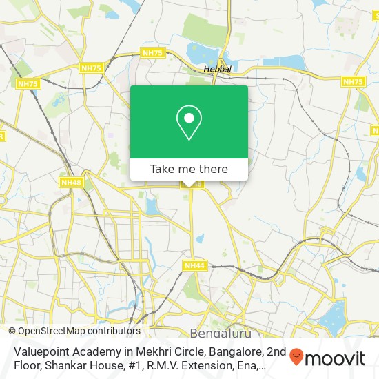 Valuepoint Academy in Mekhri Circle, Bangalore, 2nd Floor, Shankar House, #1, R.M.V. Extension, Ena map