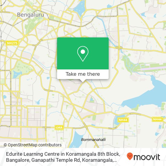 Edurite Learning Centre in Koramangala 8th Block, Bangalore, Ganapathi Temple Rd, Koramangala, Beng map