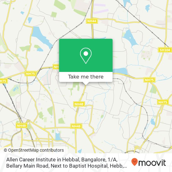 Allen Career Institute in Hebbal, Bangalore, 1 / A, Bellary Main Road, Next to Baptist Hospital, Hebb map