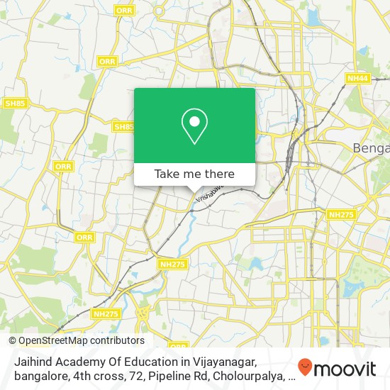 Jaihind Academy Of Education in Vijayanagar, bangalore, 4th cross, 72, Pipeline Rd, Cholourpalya, B map