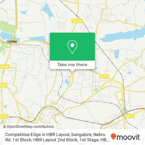 Competitive Edge in HBR Layout, bangalore, Nehru Rd, 1st Block, HBR Layout 2nd Block, 1st Stage, HB map