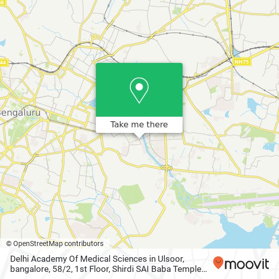 Delhi Academy Of Medical Sciences in Ulsoor, bangalore, 58 / 2, 1st Floor, Shirdi SAI Baba Temple Roa map