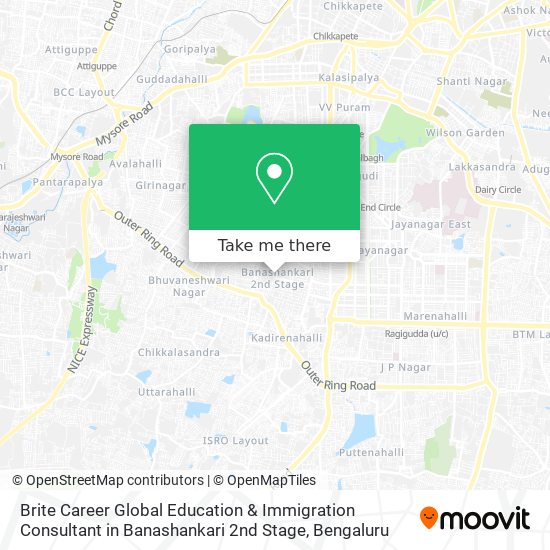 Brite Career Global Education & Immigration Consultant in Banashankari 2nd Stage map