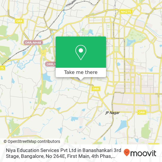 Niya Education Services Pvt Ltd in Banashankari 3rd Stage, Bangalore, No 264E, First Main, 4th Phas map