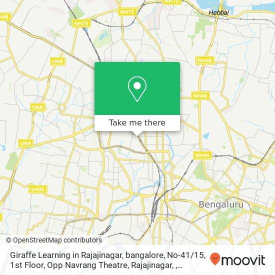 Giraffe Learning in Rajajinagar, bangalore, No-41 / 15, 1st Floor, Opp Navrang Theatre, Rajajinagar, map