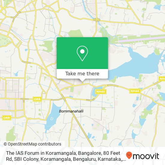 The IAS Forum in Koramangala, Bangalore, 80 Feet Rd, SBI Colony, Koramangala, Bengaluru, Karnataka, map
