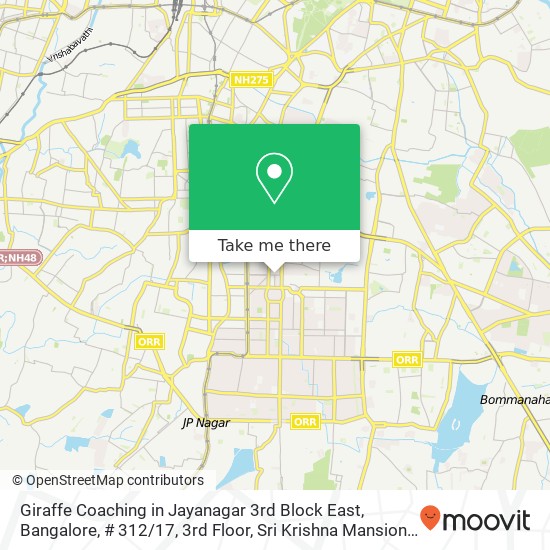 Giraffe Coaching in Jayanagar 3rd Block East, Bangalore, # 312 / 17, 3rd Floor, Sri Krishna Mansion, map