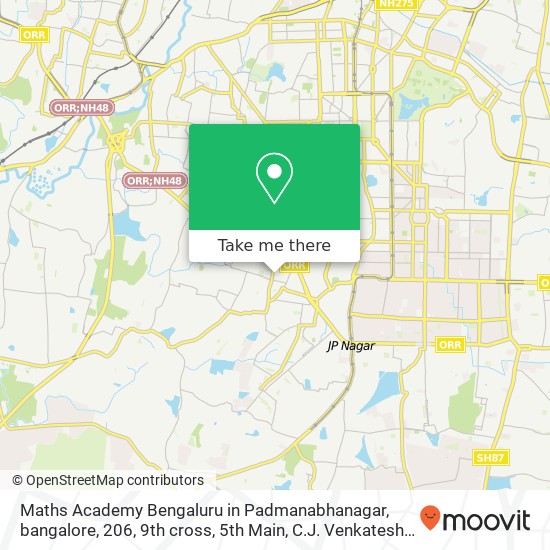 Maths Academy Bengaluru in Padmanabhanagar, bangalore, 206, 9th cross, 5th Main, C.J. Venkatesh Das map