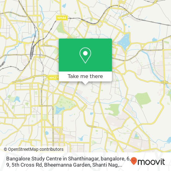 Bangalore Study Centre in Shanthinagar, bangalore, 6, 9, 5th Cross Rd, Bheemanna Garden, Shanti Nag map